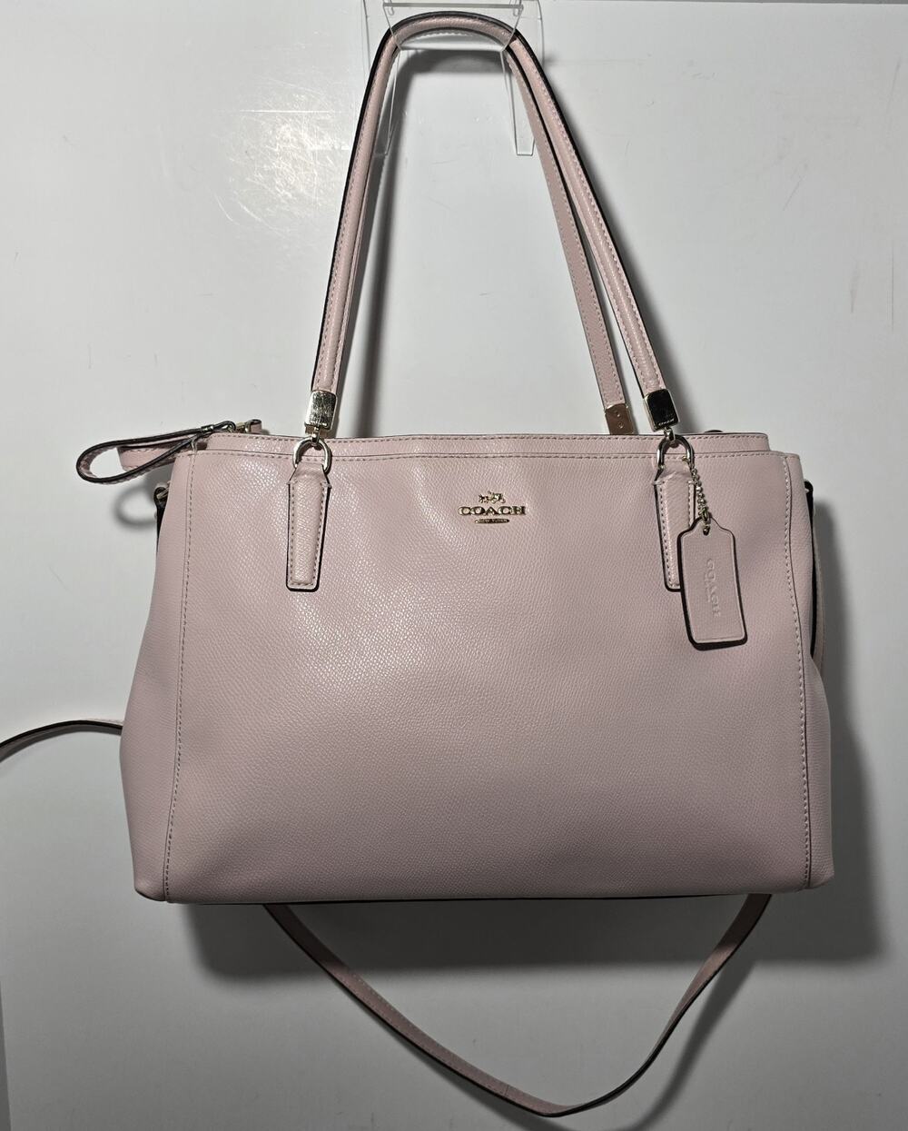 Coach Christie Carryall Tote Satchel Crossgrain Leather F34672 Blush Pink